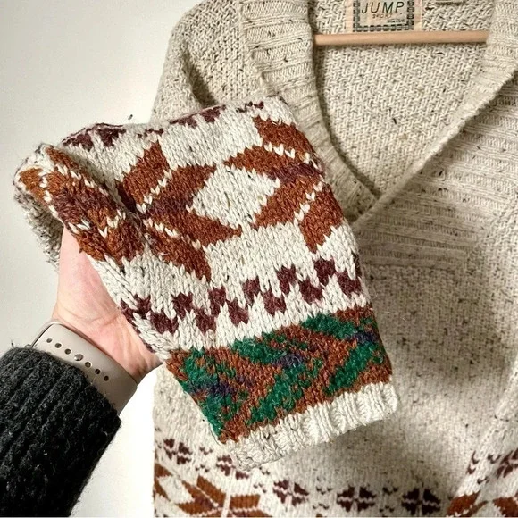 Vintage Grandpa Hunting Preppy Style Sweatshirt Men's Small Cowl Neck Knit - Picture 6 of 9